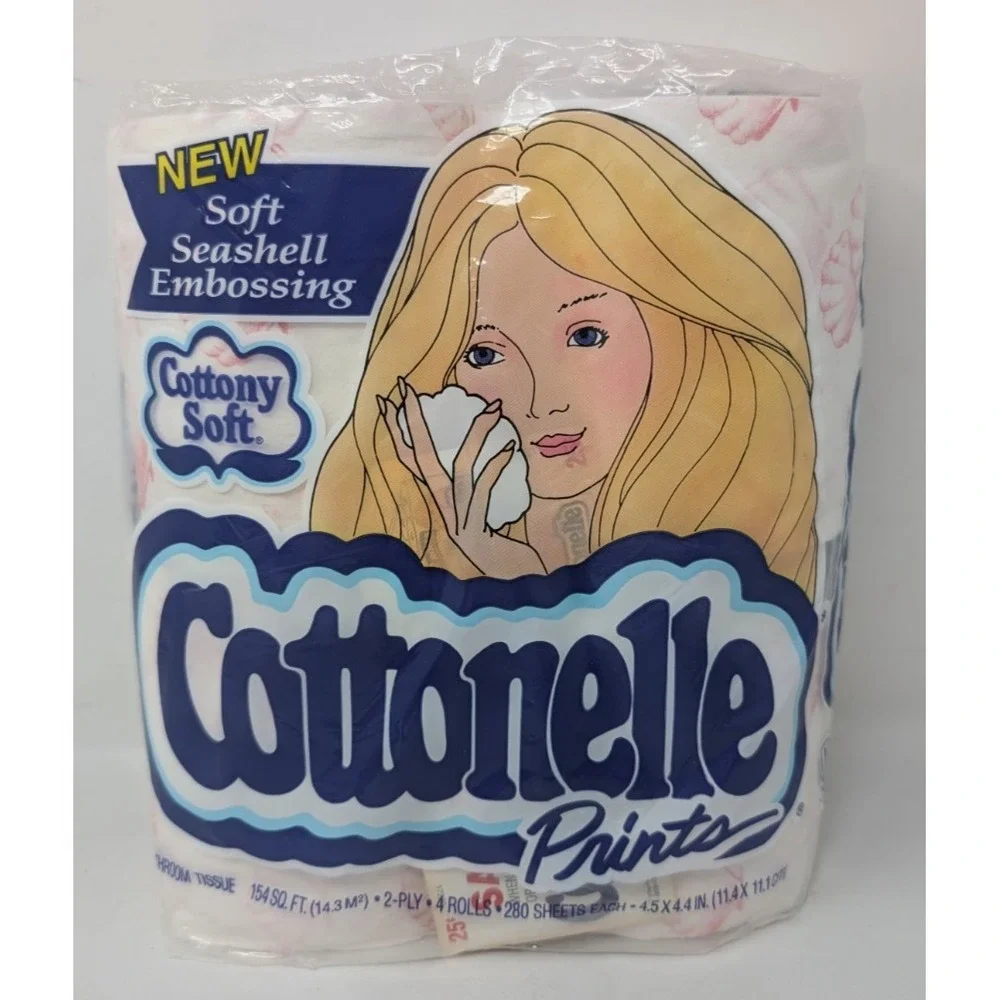 Vintage 1977 Cottonelle Pink‎ Color Seashell Print Toilet Paper Package 70s
